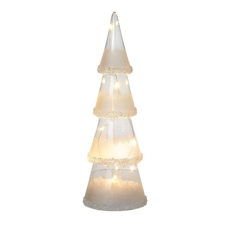 SLIM LIGHT UP GLASS CONE TREE (10x10x26cm)