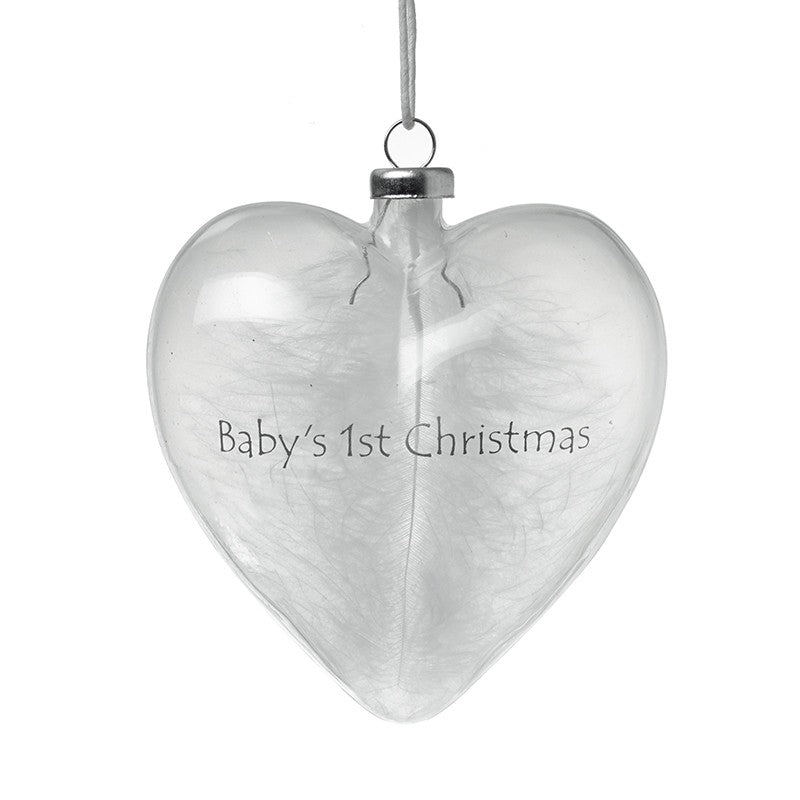 Hanging Glass Baby 1st Xmas Heart (10.5x12cm)