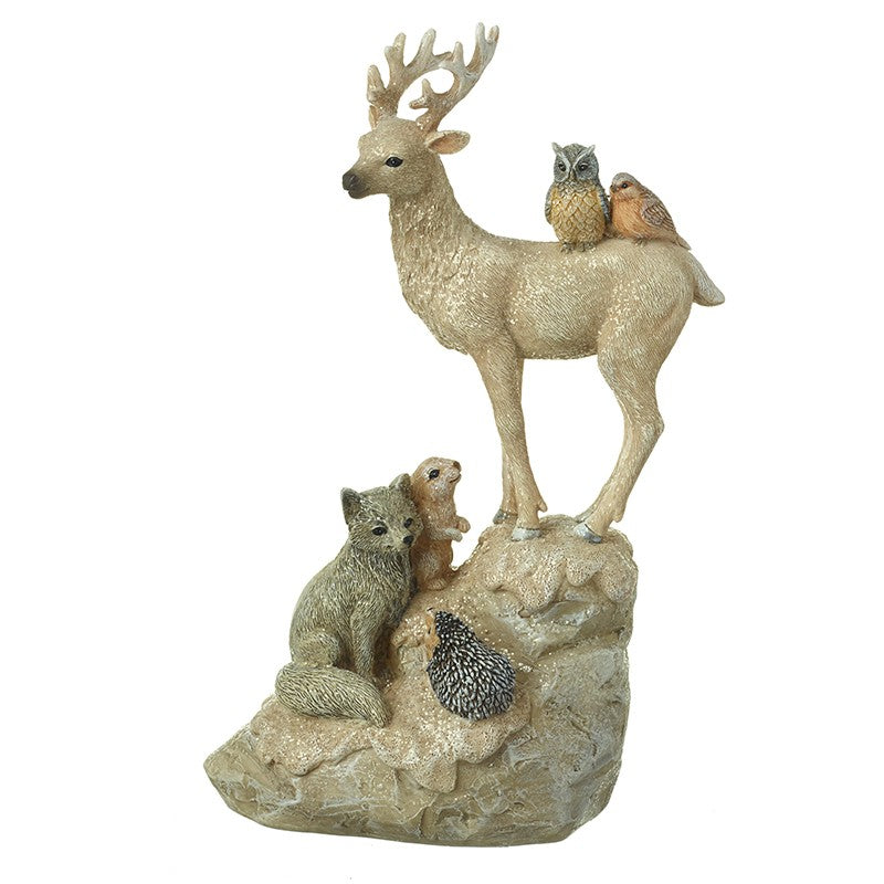 Standing Deer With Woodland Friends (17x8.5x27cm)