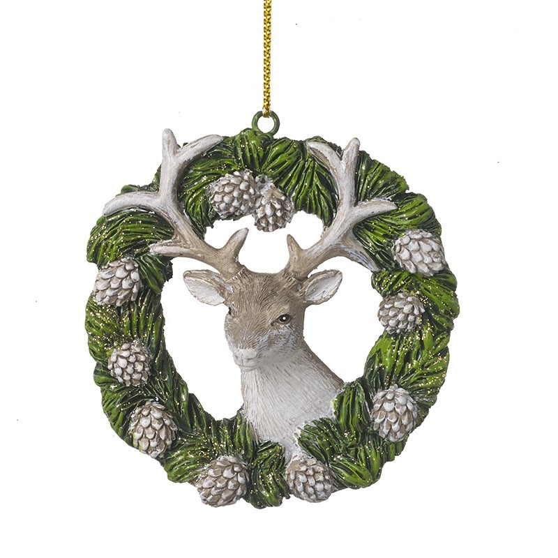 Deer Head Wreath With Pinecones (7.5x2.5x8cm)