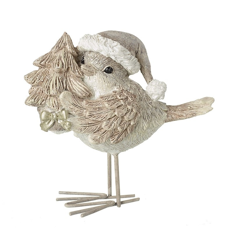 Standing Bird In Hat Holding Tree  (12.5x6x11.5cm)