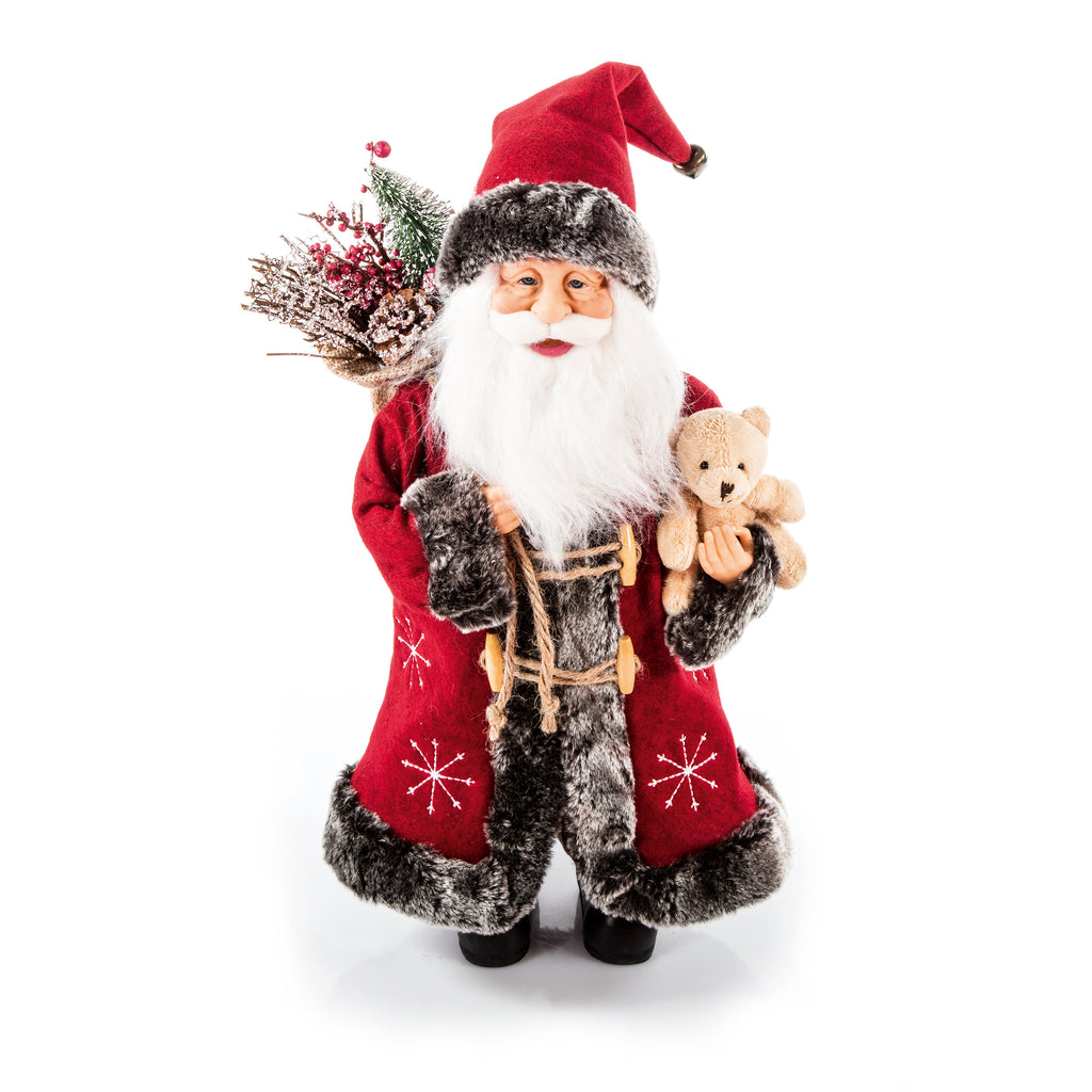 40cm Standing Santa w-Teddy