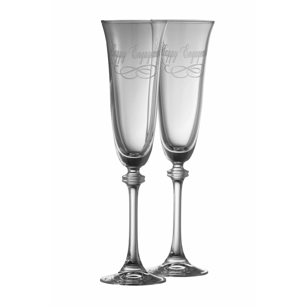 HAPPY ENGAGEMENT LIBERTY FLUTE GLASS PAIR